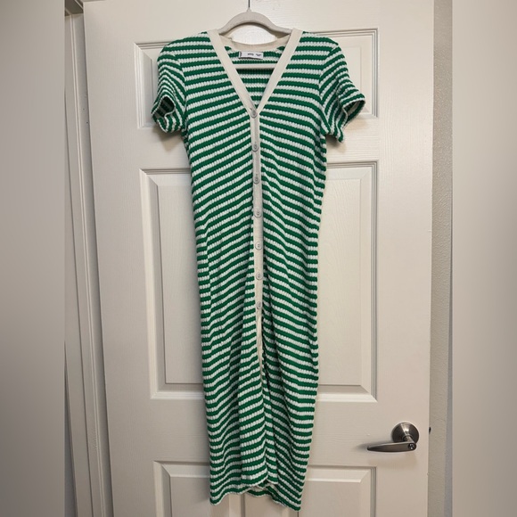 Mango Green & Cream Crochet Midi Dress - Picture 7 of 16